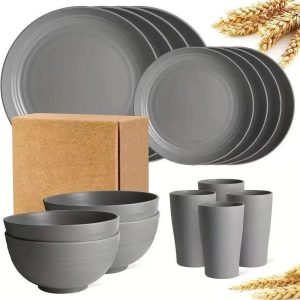 16pcs wheat straw plate
